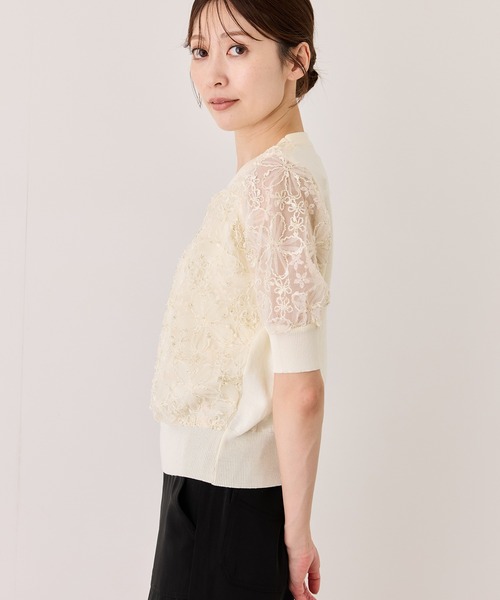 Jayro(ジャイロ)の「花柄ラメ半袖プルオーバー(ニット/セーター・レディース・キナリ/ホワイト系その他3/ホワイト系その他5/ホワイト系その他2・FREE)」の6枚目の写真