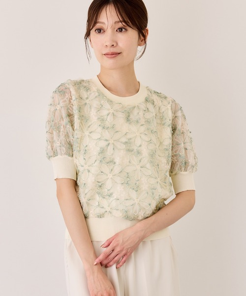 Jayro(ジャイロ)の「花柄ラメ半袖プルオーバー(ニット/セーター・レディース・キナリ/ホワイト系その他3/ホワイト系その他5/ホワイト系その他2・FREE)」の11枚目の写真
