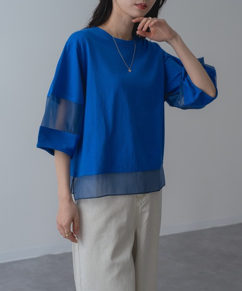 ANNA LUNA（アンナルナ）の「【ANNA LUNA】ラクなのにこなれ見えする 袖シアー プルオーバー！（Tシャツ/カットソー・レディース・ブラック/ブルー/オフホワイト/ホワイト×ブラック・MEDIUM）」の17枚目の写真