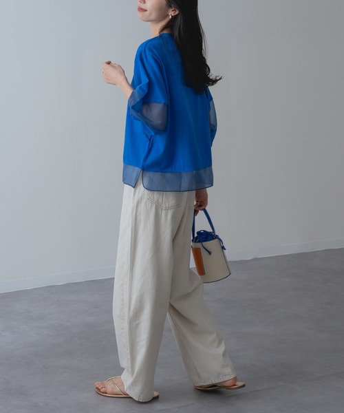 ANNA LUNA（アンナルナ）の「【ANNA LUNA】ラクなのにこなれ見えする 袖シアー プルオーバー！（Tシャツ/カットソー・レディース・ブラック/ブルー/オフホワイト/ホワイト×ブラック・MEDIUM）」の21枚目の写真