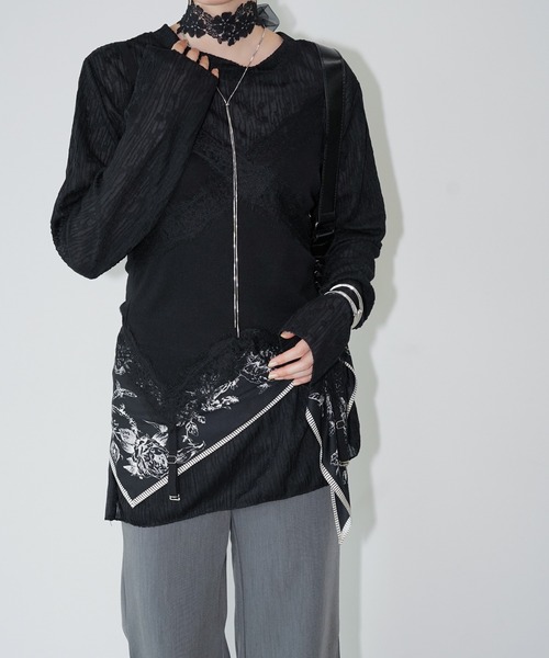 chuclla(チュクラ)の「シアーテクスチャートップス chw26a017(Tシャツ/カットソー・レディース・ブラック/アイボリー・FREE)」の18枚目の写真