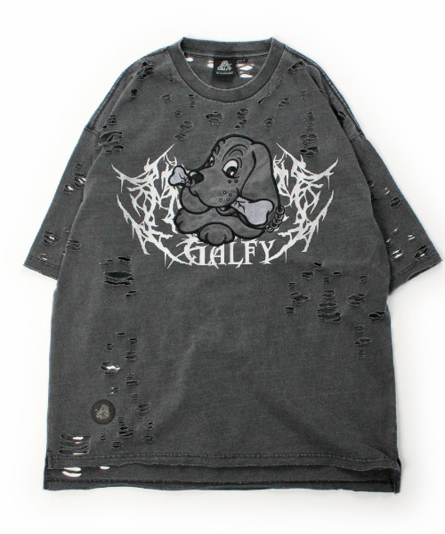 GALFY(ガルフィー)の「GALFY-闇に溶かされし犬ダメージTee(Tシャツ/カットソー・メンズ・ブルーグレー/サンドベージュ/ブラック・XL/L)」の14枚目の写真