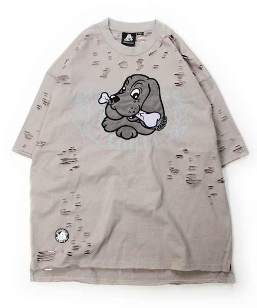 GALFY(ガルフィー)の「GALFY-闇に溶かされし犬ダメージTee(Tシャツ/カットソー・メンズ・ブルーグレー/サンドベージュ/ブラック・XL/L)」の18枚目の写真