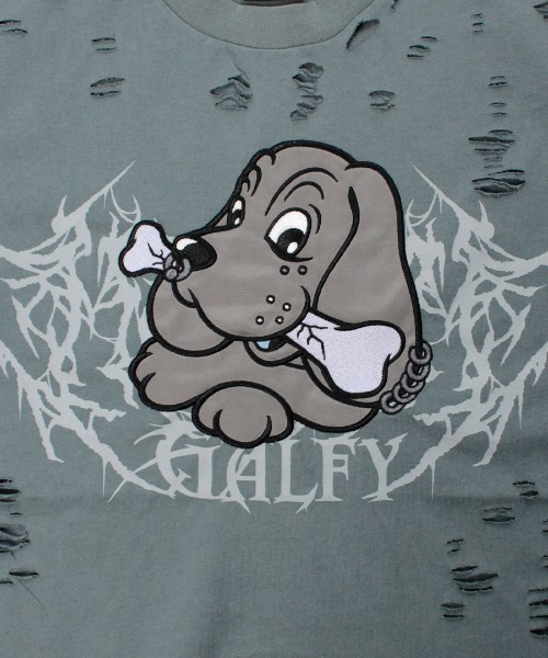 GALFY(ガルフィー)の「GALFY-闇に溶かされし犬ダメージTee(Tシャツ/カットソー・メンズ・ブルーグレー/サンドベージュ/ブラック・XL/L)」の21枚目の写真