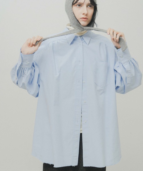 WHYTO.(ホワイト)の「「WHYTO. / ホワイト」oxford volume blouse(シャツ/ブラウス・レディース・サックスブルー/オフホワイト・36/38)」の4枚目の写真