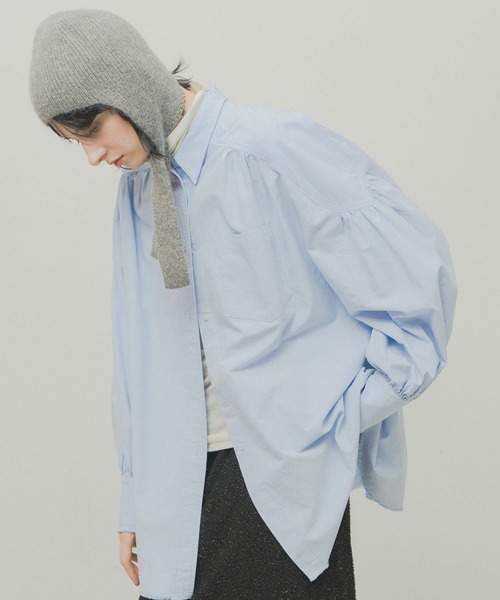 WHYTO.(ホワイト)の「「WHYTO. / ホワイト」oxford volume blouse(シャツ/ブラウス・レディース・サックスブルー/オフホワイト・36/38)」の8枚目の写真