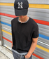 DNSR（ディーエヌエスアール）の「レイヤードヘンリーネックワッフルTシャツブラック/チャコール（Tシャツ/カットソー・LARGE）」