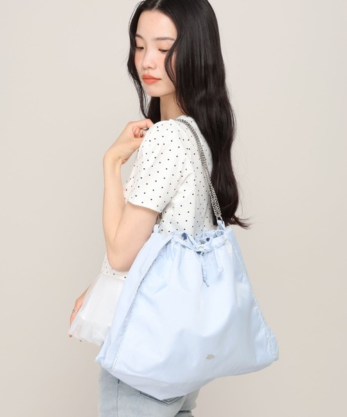 Heather(ヘザー)の「2WAYナイロンリボンBAG 878923(トートバッグ・レディース・ブルー/アイボリー・ONE SIZE)」の2枚目の写真