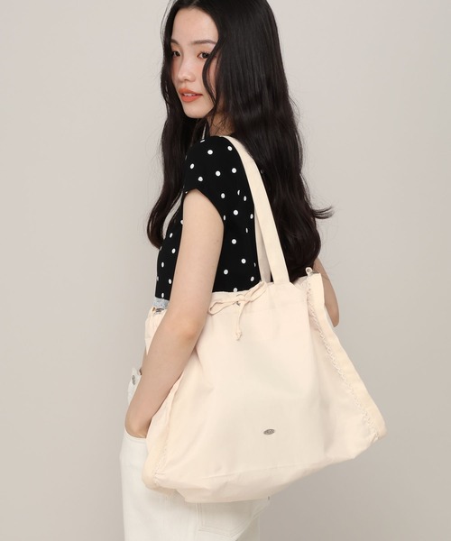 Heather(ヘザー)の「2WAYナイロンリボンBAG 878923(トートバッグ・レディース・ブルー/アイボリー・ONE SIZE)」の1枚目の写真