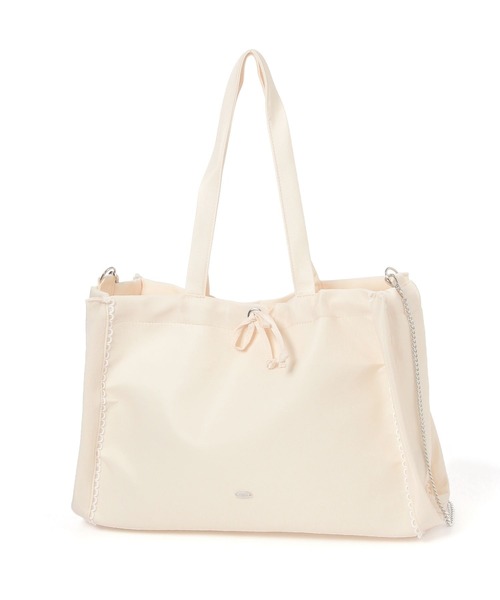 Heather(ヘザー)の「2WAYナイロンリボンBAG 878923(トートバッグ・レディース・ブルー/アイボリー・ONE SIZE)」の3枚目の写真