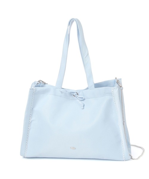 Heather(ヘザー)の「2WAYナイロンリボンBAG 878923(トートバッグ・レディース・ブルー/アイボリー・ONE SIZE)」の4枚目の写真