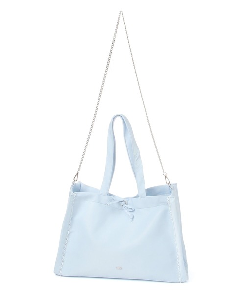 Heather(ヘザー)の「2WAYナイロンリボンBAG 878923(トートバッグ・レディース・ブルー/アイボリー・ONE SIZE)」の5枚目の写真