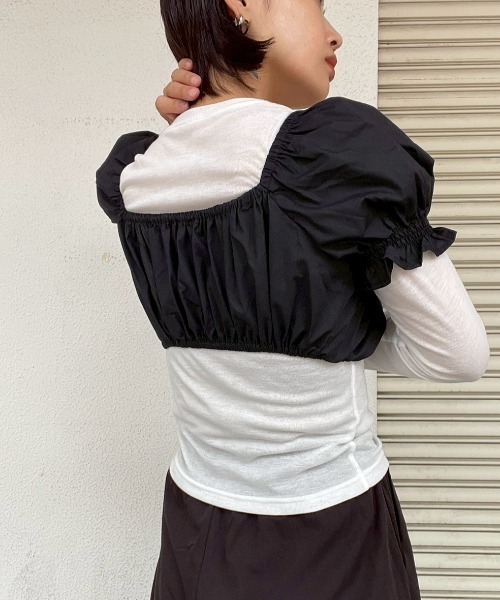 AMAIL(アマイル)の「Puff Crop Blouse(シャツ/ブラウス・レディース・ホワイト/ブラック・FREE)」の9枚目の写真