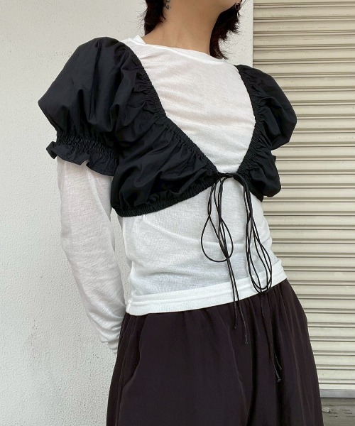 AMAIL(アマイル)の「Puff Crop Blouse(シャツ/ブラウス・レディース・ホワイト/ブラック・FREE)」の8枚目の写真