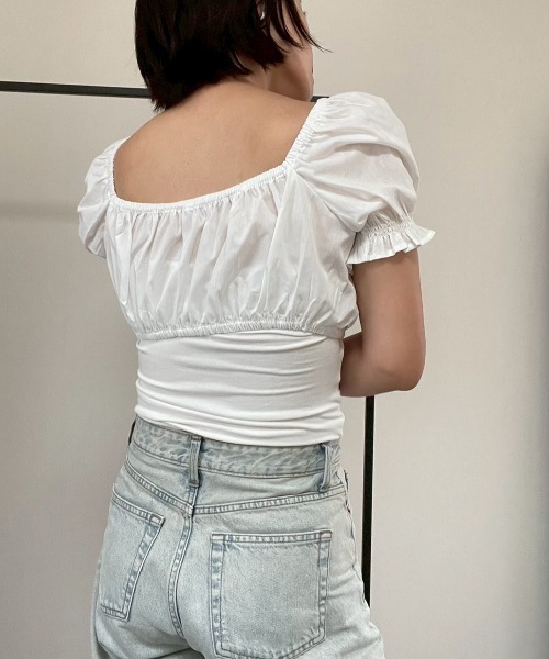 AMAIL(アマイル)の「Puff Crop Blouse(シャツ/ブラウス・レディース・ホワイト/ブラック・FREE)」の12枚目の写真