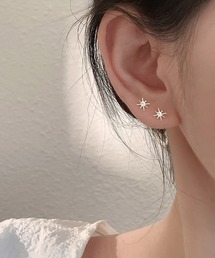 小ぶり 星芒スターピアス キュービックジルコニア