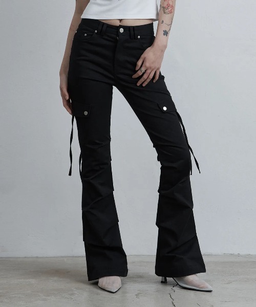 as you are（アズユーアー）の「◇ASYOUARE◇ブランド直輸入正規品/サイドタックブーツカットパンツ SIDE TUCK BOOT-CUT PANTS（カーゴパンツ・レディース・チャコール/ブラック・S/M）」の15枚目の写真
