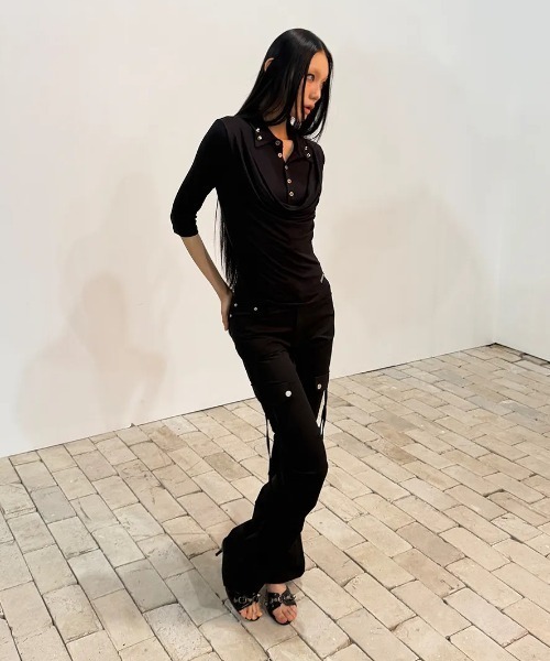 as you are（アズユーアー）の「◇ASYOUARE◇ブランド直輸入正規品/サイドタックブーツカットパンツ SIDE TUCK BOOT-CUT PANTS（カーゴパンツ・レディース・チャコール/ブラック・S/M）」の14枚目の写真