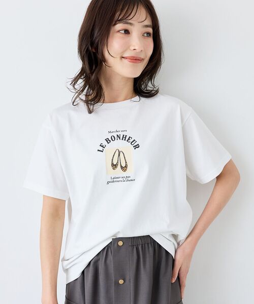 le.coeur blanc（ルクールブラン）の「LE BONHEUR TEE（Tシャツ/カットソー・レディース・オフホワイト/ブラック・38）」の6枚目の写真
