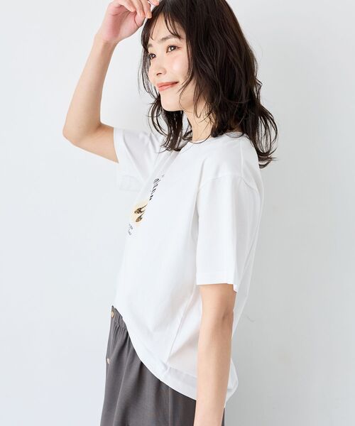 le.coeur blanc（ルクールブラン）の「LE BONHEUR TEE（Tシャツ/カットソー・レディース・オフホワイト/ブラック・38）」の7枚目の写真