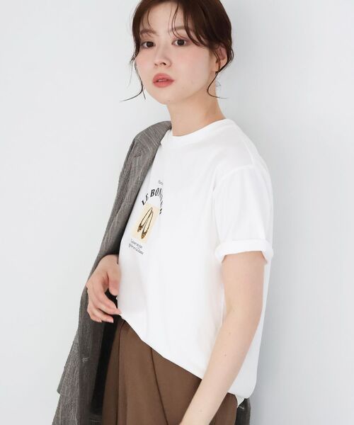 le.coeur blanc（ルクールブラン）の「LE BONHEUR TEE（Tシャツ/カットソー・レディース・オフホワイト/ブラック・38）」の16枚目の写真