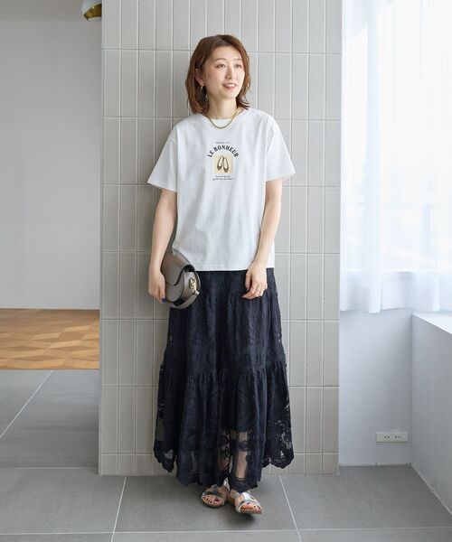le.coeur blanc（ルクールブラン）の「LE BONHEUR TEE（Tシャツ/カットソー・レディース・オフホワイト/ブラック・38）」の22枚目の写真