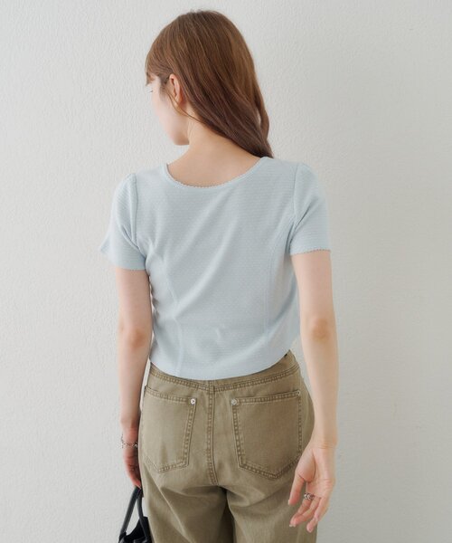 Kastane(カスタネ)の「【花柄&無地】ピコポコTEE(Tシャツ/カットソー・レディース・オフホワイト/ホワイト/ネイビー/サックスブルー/イエロー・FREE)」の17枚目の写真