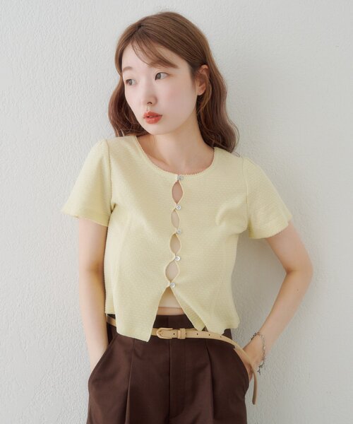 Kastane(カスタネ)の「【花柄&無地】ピコポコTEE(Tシャツ/カットソー・レディース・オフホワイト/ホワイト/ネイビー/サックスブルー/イエロー・FREE)」の21枚目の写真