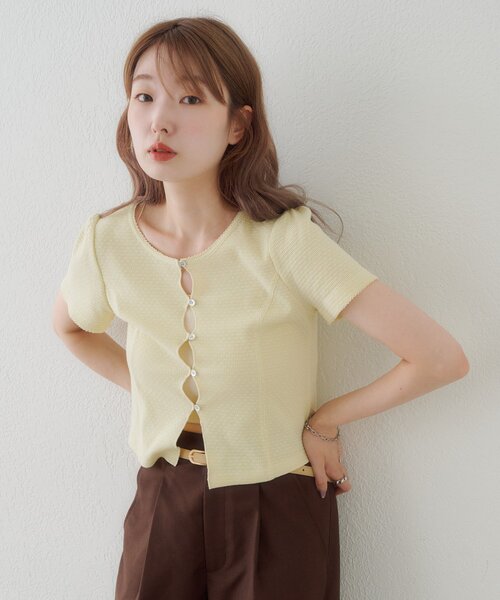 Kastane(カスタネ)の「【花柄&無地】ピコポコTEE(Tシャツ/カットソー・レディース・オフホワイト/ホワイト/ネイビー/サックスブルー/イエロー・FREE)」の22枚目の写真