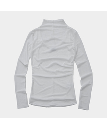 シースルーメッシュシャーリングバックスリットノースリーブレイヤードロングスリーブハイネックTシャツ_2COLOR