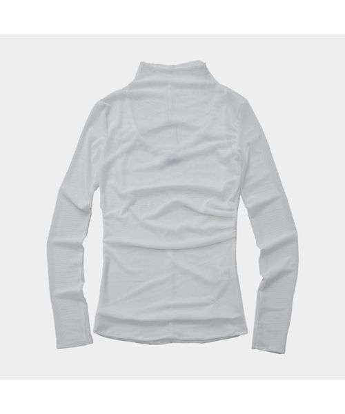 PLACE STUDIO(プレイススタジオ)の「シースルーメッシュシャーリングバックスリットノースリーブレイヤードロングスリーブハイネックTシャツ_2COLOR(Tシャツ/カットソー・レディース・ホワイト/ブラック・FREE)」の2枚目の写真