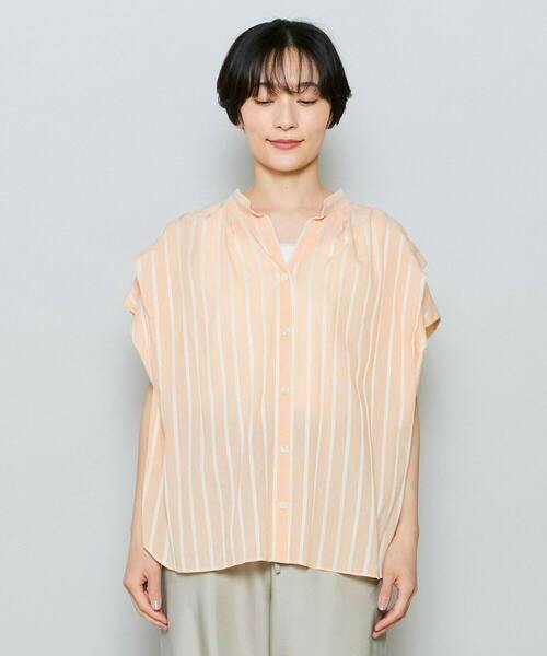 MOGA（モガ）の「キュプラドビーストライプバンドカラーシャツブラウス（シャツ/ブラウス・レディース・グリーン/オレンジ・2）」の22枚目の写真