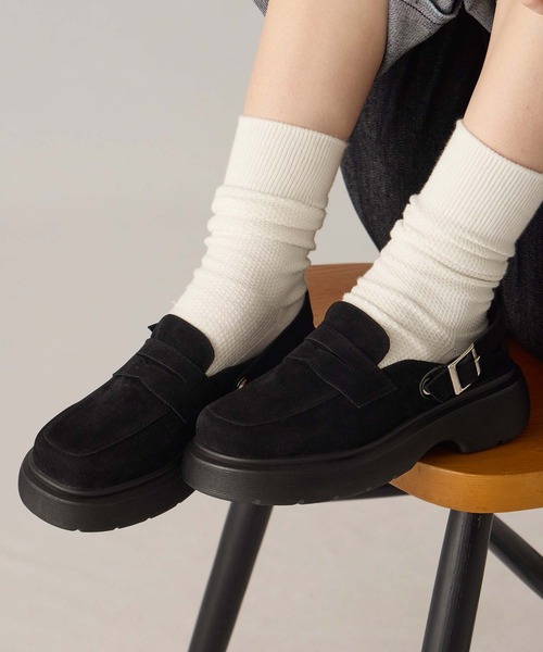 BONLECILL Marche(ボンルシールマルシェ)の「【BONLECILL Marche】ボリュームソールクロッグサボローファー(ローファー・レディース・ブラック/ブラック系1/ブラウン/ブラウン系1・S/XL/L/M)」の3枚目の写真