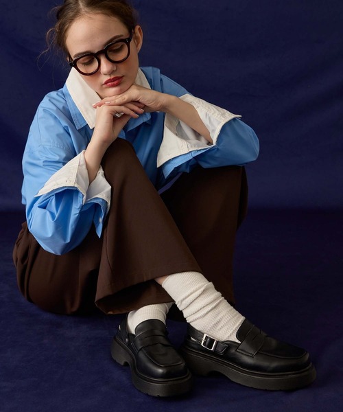 BONLECILL Marche(ボンルシールマルシェ)の「【BONLECILL Marche】ボリュームソールクロッグサボローファー(ローファー・レディース・ブラック/ブラック系1/ブラウン/ブラウン系1・S/XL/L/M)」の12枚目の写真