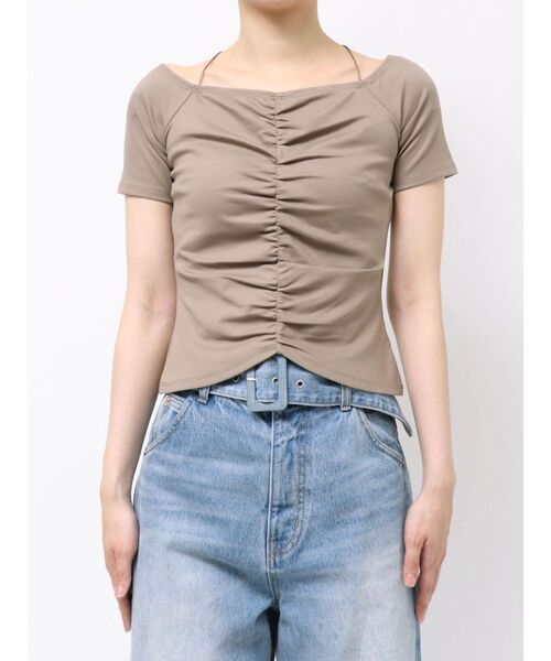 LAGUNAMOON（ラグナムーン）の「オフショルギャザーカットソー（Tシャツ/カットソー・レディース・モカ/ホワイト/ブラック・FREE）」の5枚目の写真