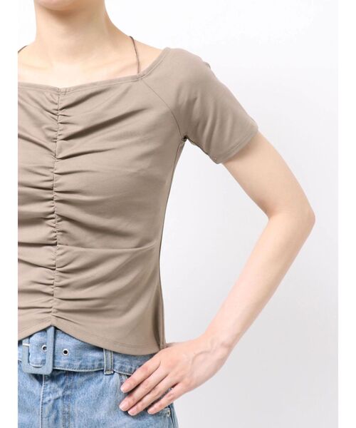LAGUNAMOON（ラグナムーン）の「オフショルギャザーカットソー（Tシャツ/カットソー・レディース・モカ/ホワイト/ブラック・FREE）」の9枚目の写真