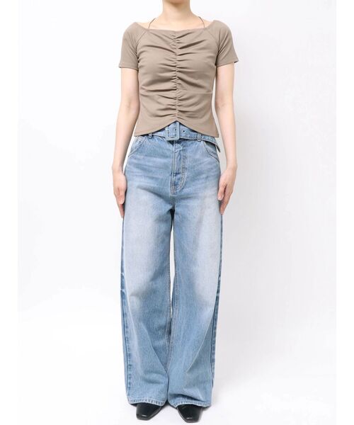 LAGUNAMOON（ラグナムーン）の「オフショルギャザーカットソー（Tシャツ/カットソー・レディース・モカ/ホワイト/ブラック・FREE）」の11枚目の写真