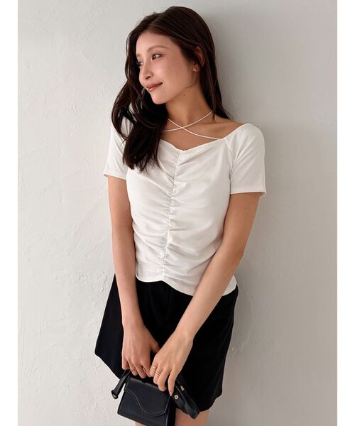 LAGUNAMOON(ラグナムーン)の「オフショルギャザーカットソー(Tシャツ/カットソー・レディース・モカ/ホワイト/ブラック・FREE)」の19枚目の写真