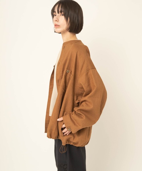 RNA-N(アールエヌエーエヌ)の「B2984 ジャケットライクワークシャツ(シャツ/ブラウス・レディース・ライトインディゴブルー/キャメル/スミクロ/ブラック・FREE)」の7枚目の写真