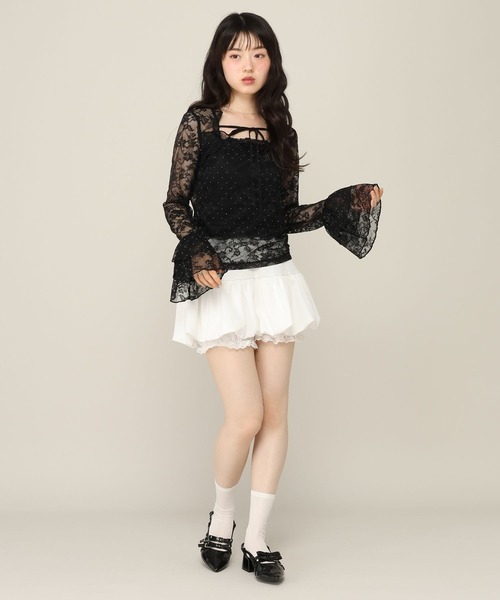Heather(ヘザー)の「ビジューフリルレースカットソー 1052092(Tシャツ/カットソー・レディース・オフホワイト/ブラック・FREE)」の3枚目の写真
