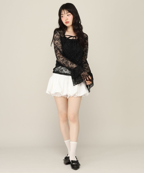 Heather(ヘザー)の「ビジューフリルレースカットソー 1052092(Tシャツ/カットソー・レディース・オフホワイト/ブラック・FREE)」の4枚目の写真