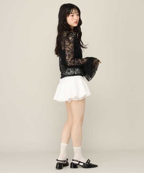 Heather(ヘザー)の「ビジューフリルレースカットソー 1052092(Tシャツ/カットソー・レディース・オフホワイト/ブラック・FREE)」の5枚目の写真