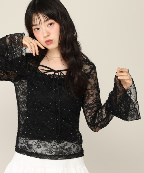 Heather(ヘザー)の「ビジューフリルレースカットソー 1052092(Tシャツ/カットソー・レディース・オフホワイト/ブラック・FREE)」の7枚目の写真