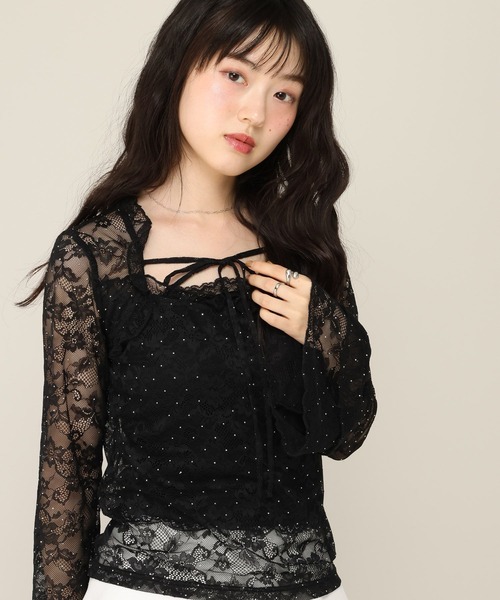 Heather(ヘザー)の「ビジューフリルレースカットソー 1052092(Tシャツ/カットソー・レディース・オフホワイト/ブラック・FREE)」の8枚目の写真