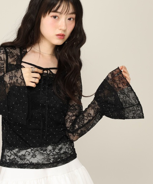 Heather(ヘザー)の「ビジューフリルレースカットソー 1052092(Tシャツ/カットソー・レディース・オフホワイト/ブラック・FREE)」の9枚目の写真