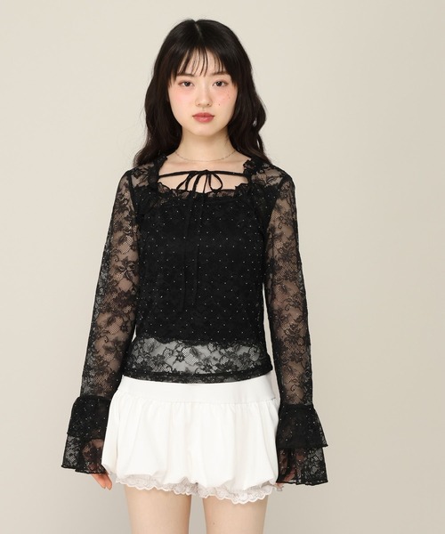 Heather(ヘザー)の「ビジューフリルレースカットソー 1052092(Tシャツ/カットソー・レディース・オフホワイト/ブラック・FREE)」の10枚目の写真