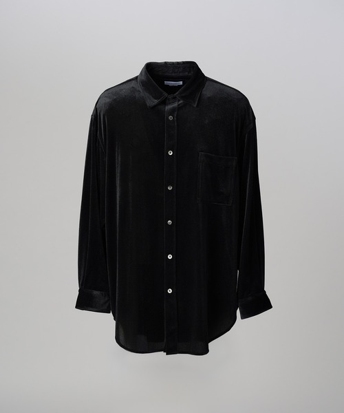 MAISON SPECIAL(メゾンスペシャル)の「《UNISEX》Glossy Velour Prime-Over Long Sleeve Shirt Coat/グロッシーベロアプライムオーバーシャツコート【MAISON SPECIAL/メゾンスペシャル】(シャツ/ブラウス・メンズ・ピンク/グレイッシュベージュ/ブラック/ネイビー・0/2/1)」の22枚目の写真