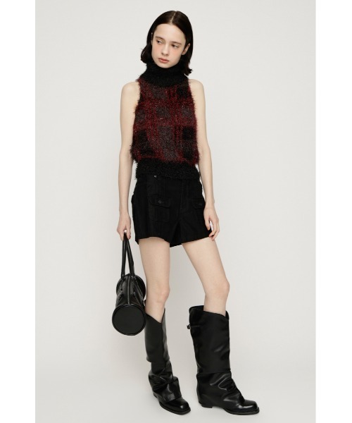 SLY（スライ）の「SHAGGY CHECK H/N KNIT シャギーチェックホルターネックニット 夏服　秋服 冬服（ニット/セーター・レディース・カーキ/ブラック系その他2・FREE）」の4枚目の写真