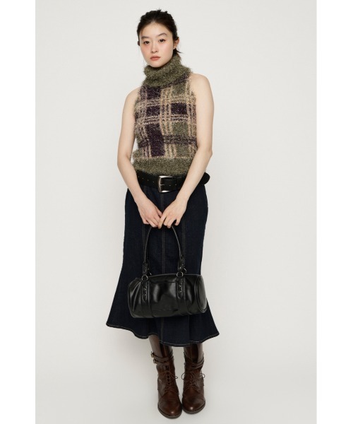 SLY（スライ）の「SHAGGY CHECK H/N KNIT シャギーチェックホルターネックニット 夏服　秋服 冬服（ニット/セーター・レディース・カーキ/ブラック系その他2・FREE）」の10枚目の写真