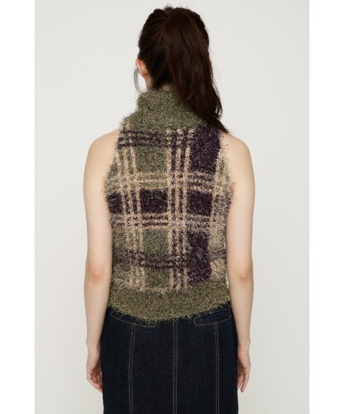 SLY（スライ）の「SHAGGY CHECK H/N KNIT シャギーチェックホルターネックニット 夏服　秋服 冬服（ニット/セーター・レディース・カーキ/ブラック系その他2・FREE）」の14枚目の写真